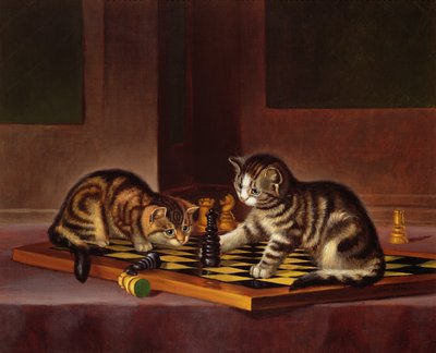 Gattini che giocano a scacchi, c.1860 da English School